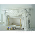 Indoor Carved White Marble Fireplaces Mantel With Stone Flowers